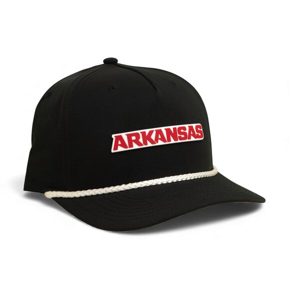 Arkansas Razorbacks ARKANSAS Red 3D Five Panel Classic Rope Hat- Black/ White - Picture 1 of 3